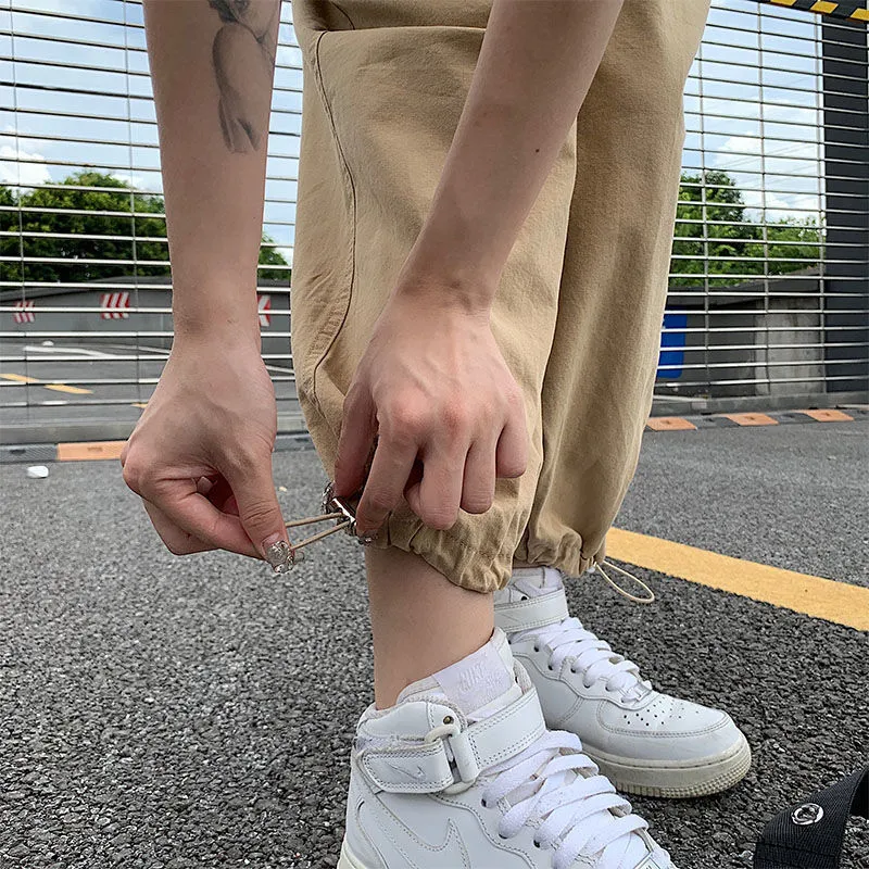 Solid Tone Loose Fit Adjustable Drawstring Joggers