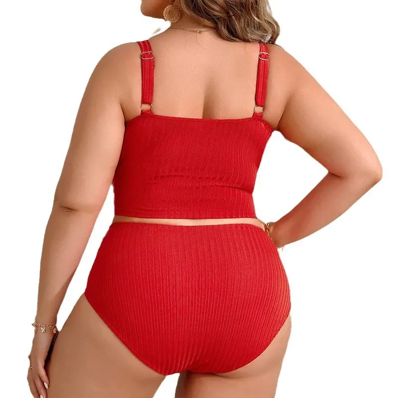 Women Fashion Sexy Plus Size Sling High Waist Swimwear Set