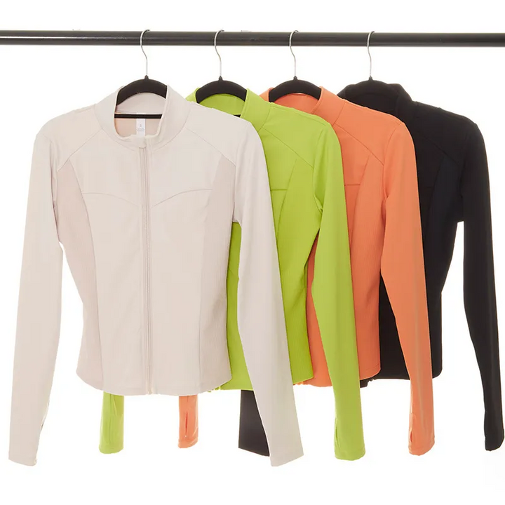 Stretch Fit Solid Tone Active Running Training Jacket