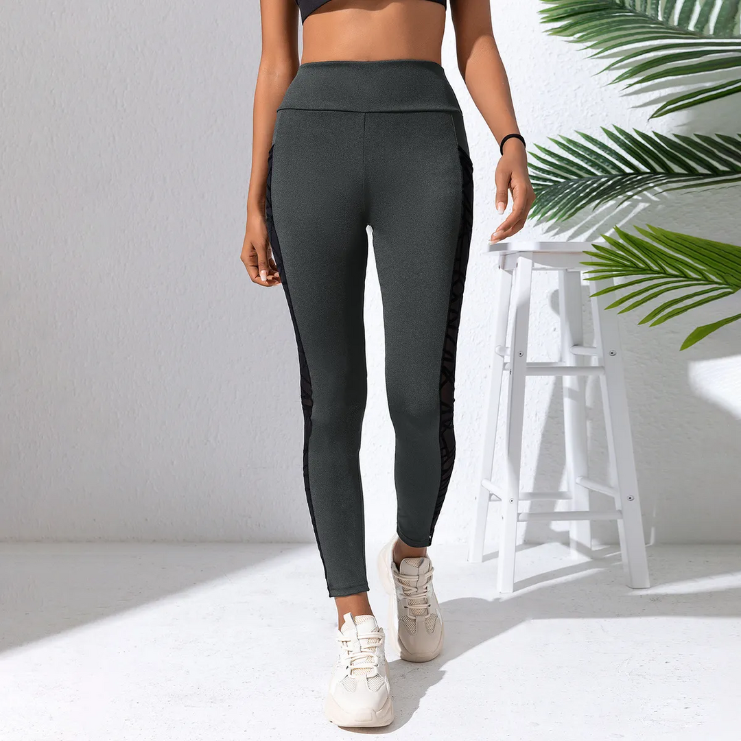 High-Waist Mesh Panel Fitness & Yoga Leggings