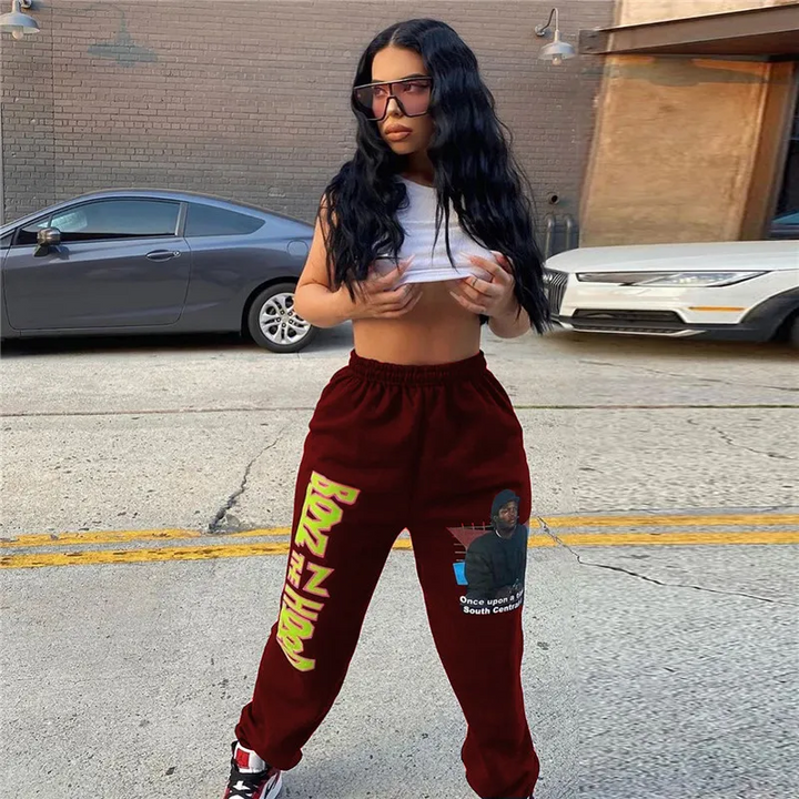 Alphabet Print Relaxed Fit Comfy Jogger Pants