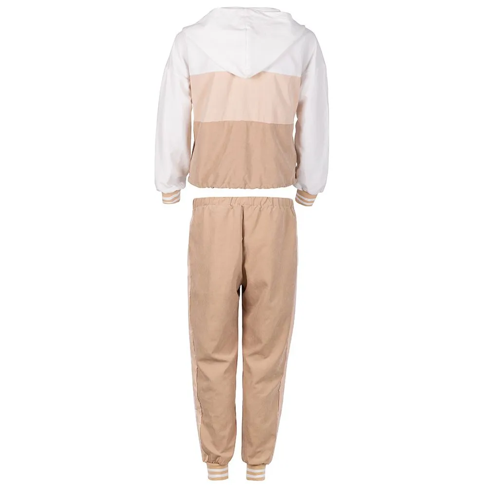 Patchwork Style Zipper Hoodie Comfy Jogger Set